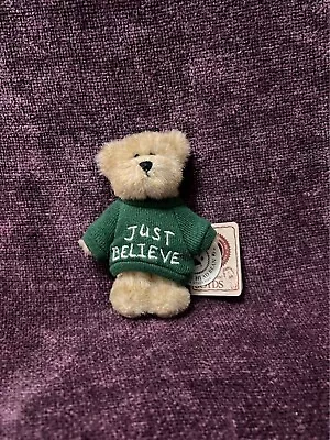 Boyds Bear Collection Mini Message Just Believe 4  Plush New Tag Green Holiday • $29.89