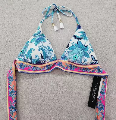 La Blanca Women's Bikini Top Size 12Yellow Pink Blue Teal White Swimwear • $22.95