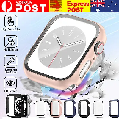 $6.99 • Buy For Apple Watch 8 7 6 5 4 SE 38 45 41 42 44 Glass Case Cover Screen Protector Au