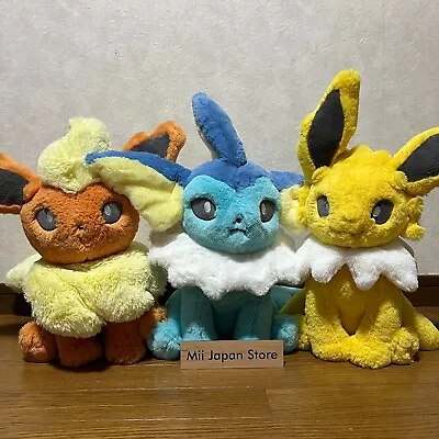 Pokemon Center Original Vaporeon Jolteon Flareon Fluffy Plush Set Eevee Heroes • $278.99