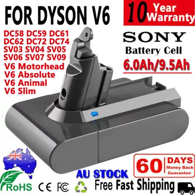 9.5AH Battery For Dyson V6 Animal Absolute Motorhead Slim Trigger Vacuum Cleaner • $16.59