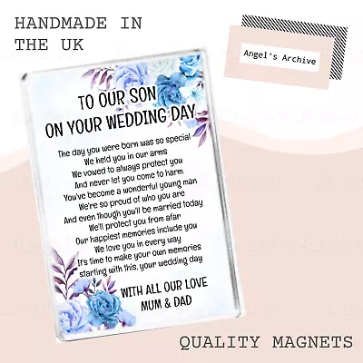 To Our Son ✳ Wedding Day Poem ✳ Love Mum And Dad ✳ Fridge Magnet ✳ Keepsake Gift • £3.75