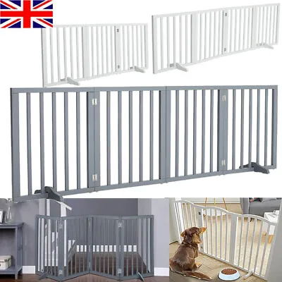 Large Baby Safety Fence Dog Gate Wooden Pet Cat PlayPen Barrier W/ Support Feet • £32.95
