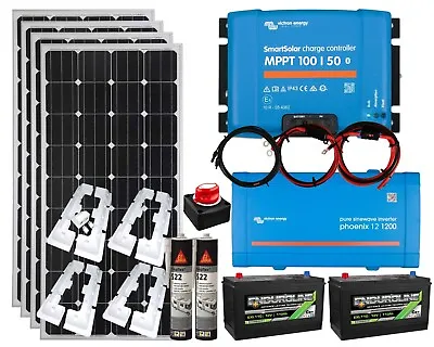 £1429.99 • Buy Victron 600w Solar Panel Kit MPPT Charging Controller Batteries Mounts Inverter