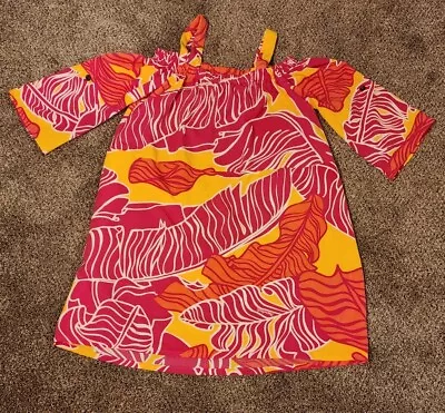 Manuheali'i Sz S Cold Shoulder Dress - Bright Vibrant Fronds • $45