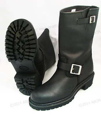 Men's Engineer Boots Motorcycle Biker Full Grain Black Leather Riding Sizes NIB  • $69.25