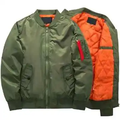 Thick And Thin Army Green Military Motorcycle Pilot Air Men Bomber Jacket Male • $62.13