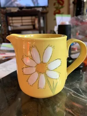 Vintage California Pottery GAIETY Creamer Yellow Daisy 1970’s Flower Power • $20