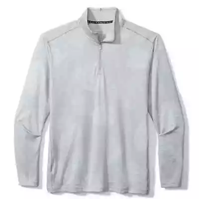 Tommy Bahama IslandZone Shirt Long Sleeve Delray Frond Half Zip Floral Grey 2XLB • $79.99