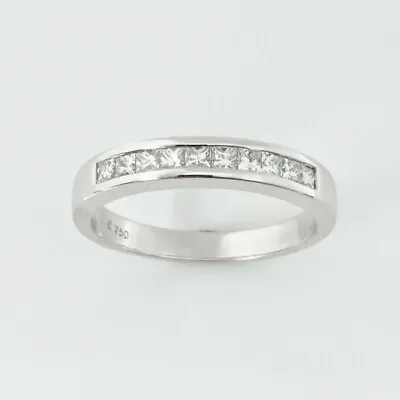 18ct White Gold Wedder Ring 0.50ct (Half Carat) Princess Cut Diamonds Not Scrap • £641.58