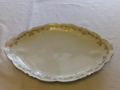 Vintage Habsburg China Pink Floral 15” Oval Serving Platter- Austria • $16.19