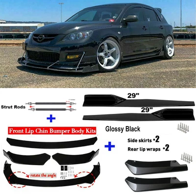 $51.58 • Buy For Mazda 2 3 5 6 CX-3 CX-4 5 Front Rear Bumper Lip Spoiler+Side Skirt+Strut Rod