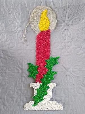 Melted Popcorn Plastic Christmas Candle Decoration Red Green Retro 1970s Vtg • $26.88