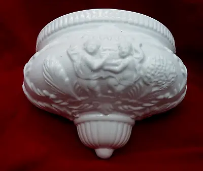 Vintage White Ceramic Art Wall Pocket Vase Cupids Ornament Decoration • £21