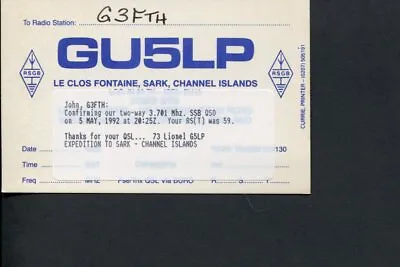 £2.89 • Buy 1 X QSL Card Radio Channel Islands GU5LP - Le Clos Fontaine Sark - 1992 ≠ Q937