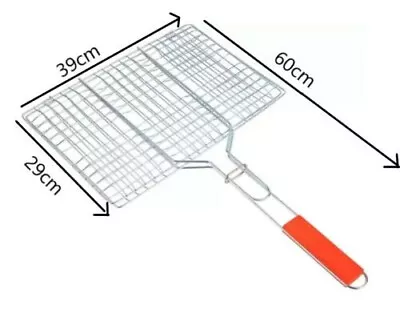 £10.98 • Buy UK BBQ Barbecue Long Handle Grill Basket Rack Meat Burger Fish Stand Mesh Food