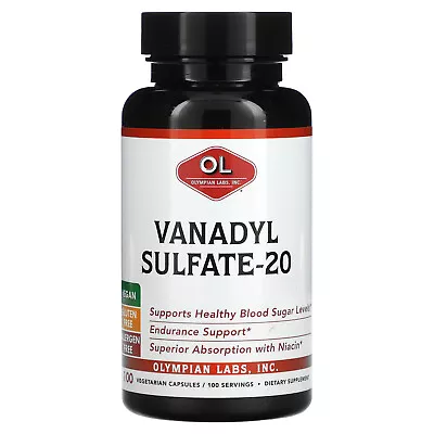 Olympian Labs Inc  Vanadyl Sulfate-20 100 Veggie Caps Allergen-Free Vegan • $23.10