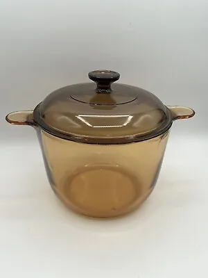 Vintage!! EUC Visions Amber Beehive Stew Pot /Dutch Oven With Lid 3.5 Liter • $38.99