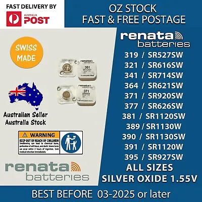 RENATA Watch Battery All Size 319 321 341 364 371 377 381 390 SWISS MADE • $13.95
