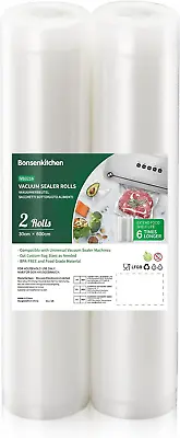 Bonsenkitchen Vacuum Food Sealer Rolls Bags 2 Rolls 30 X 600 Cm Sous Vide Bags • £14.36