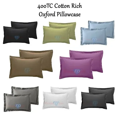 £5.99 • Buy 2 X Oxford Pillow Case Covers 400TC Luxury Cotton Rich Pillowcases - Super Soft