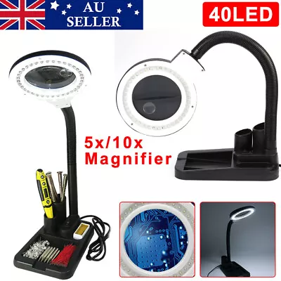 Desktop Magnifying Glass Reading Loupe LED Lighted Lamp Tabletop Desk Magnifier • $22.98