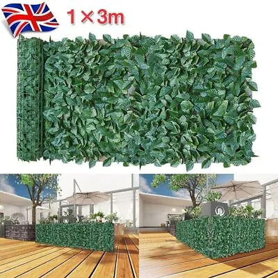 3M Artificial Hedge Fake Ivy Leaf Garden Fence Privacy Screening Roll Wall Panel • £4.99