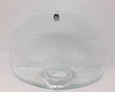 MUURLA Clear Art Glass Wall Tealight Candle Holder Textured Landscape 1991 Vtg • $35