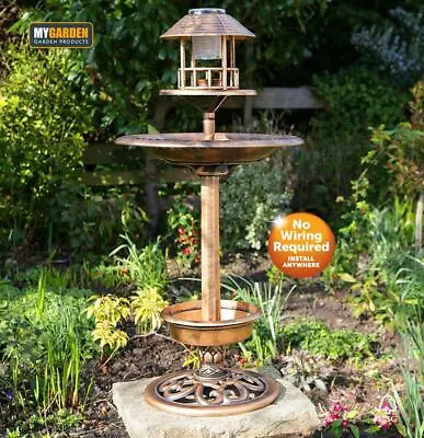 £20 • Buy Bird Bath Feeder With Solar Light Garden Decor Bird Table Station 
