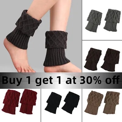 £4.80 • Buy Womens Winter Knitted Boot Cuffs Fur Knit Toppers Boot Socks Stretchy Leg Warmer