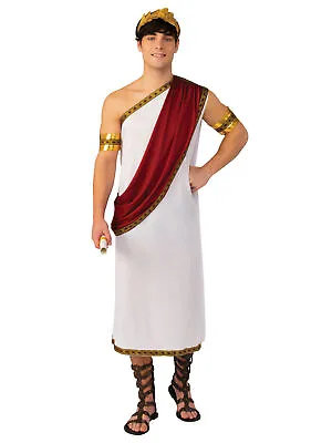 Mens Ceasar Toga Costume Roman Greek Tunic Mythology Stag Fancy Dress Outfit • £16.05