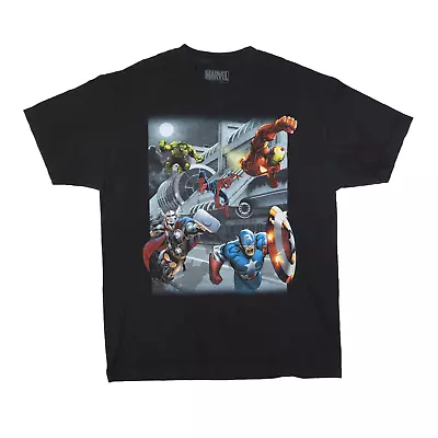 MARVEL Avengers T-Shirt Black Short Sleeve Mens L • £12.99