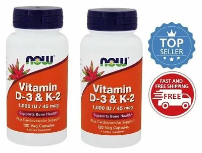 $19.75 • Buy Vitamin D-3 + K-2 Plus Vit C, 240 Veg Caps (2x120), 2 Pack, Bone & Heart Health