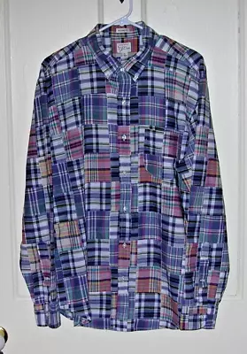 J Crew Indian Madras Plaid Patchwork Casual/dress Shirt Large Relaxed Fit Vgc • $19.99