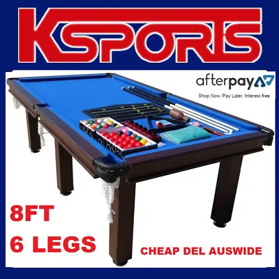 Pool Table 8ft Snooker Billiard Table 25mm Table Top Leather Pockets Perfect For • $689