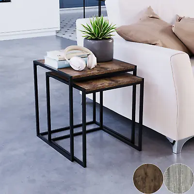 £41.99 • Buy Industrial Nest Of Tables Set Of 2 Coffee Side End Table Living Room Furniture