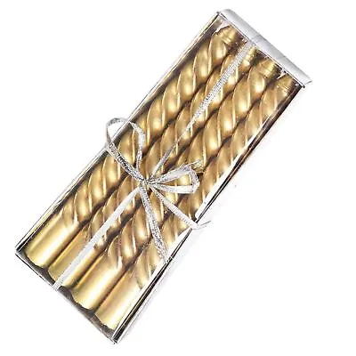 Metallic Slim Twisted Taper Candles - Church Pillar 3 SIZE AVAILABLE GOLD SILVER • £3.49