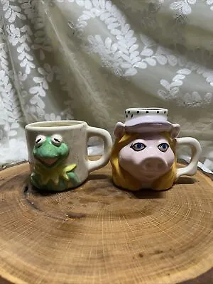 The Muppets Ceramic Mugs Kermit & Miss Piggy Hand Painted Vintage 3D Cup Mug  • $27