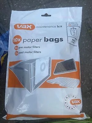 VAX Maintenance Kit 10 Paper Dust Bags  Mojo VS-02M + 2 Pre/post Motor Filters • £7