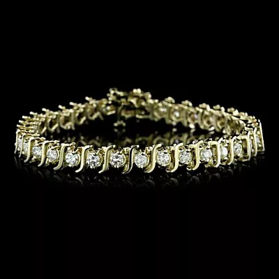 5.00 Ct Round Cut White Diamond Women's Tennis Bracelet 14K Yellow Gold Plated • $352.30