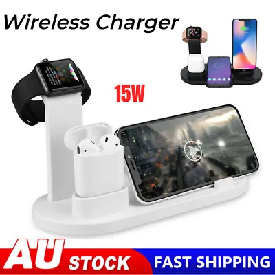 Wireless Charger Dock Charging Station 4 In 1 For Apple Watch IPhone 13 12 11 XS • $19.94