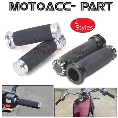 Motorcycle Hand Grips Fits 1  Handlebar For Harley Chopper Bobber Cruiser Honda • $22.51