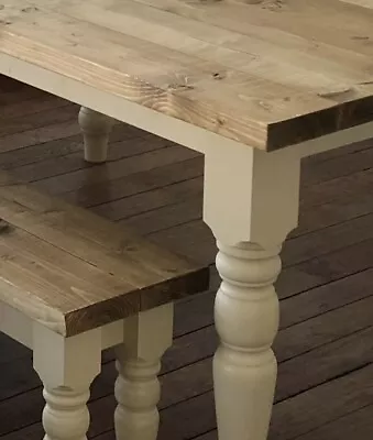 Rustic Farmhouse Table & Bench Set - Seats Up To 10 - 2400 X 1150 Country Cream • £805