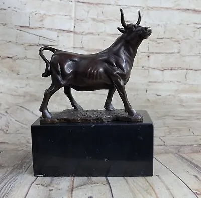 Chinese Royal Red Bronze Copper Made Lucky Wall Street Wealth Bull OX Statue • $124.50