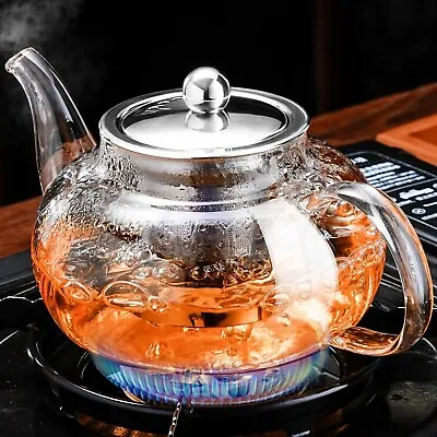 40oz Large Glass Teapot With Removable Infuser Stovetop Safe Tea Kettle Tea Pot • $26.95
