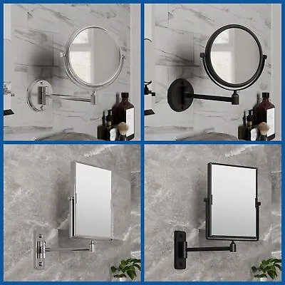 Wall Mounted 3x Magnifying Bathroom Mirror Shaving MakeUp Extending Chrome Black • £28.77