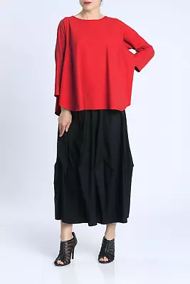 IC Collection Triangle Tunic Top Long Dolman Sleeve Red Sz S NWT $148 • $25.49