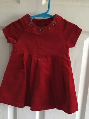 Mothercare Baby Girls Red  Velvet Style Dress Aged 3/6 Months • £2.50