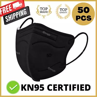 50Pcs KN95 N95 P2 Disposable Face Mask Respirator Protective Masks 5 Layer-Black • $28.45