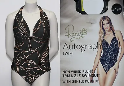 M & S Rosie For Autograph Plunge Triangle Swimming Swimsuit With Gentle Push Up • £12.95